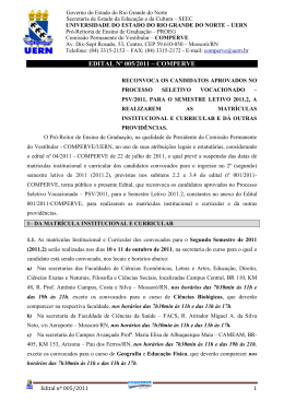 Edital n&ordm; 005/2011 - COMPERVE - Divulga novas datas