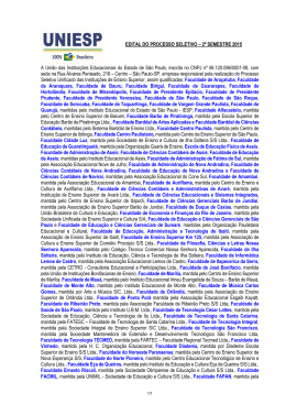 EDITAL PROC. SELETIVO - 2&ordm; Sem. 2015 - Publica&ccedil;&atilde;o