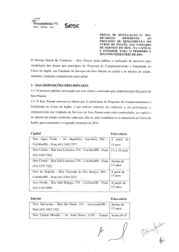 Edital de divulgação das vagas gratuitas para