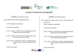 Inovação e Inclusão Social no Portugal 2020 Coimbra