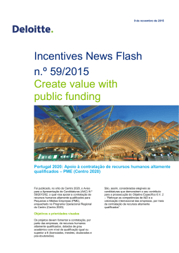 Incentives News Flash n.º 59/2015 Create value with