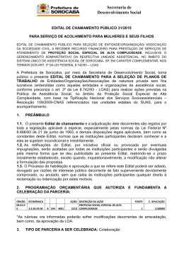 31 Edital para Acolhimento de Mulheres com Filhos