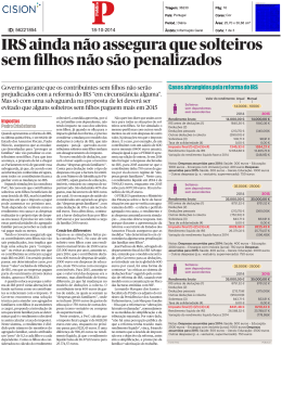 IRS ainda n&atilde;o assegura que solteiros sem filhos n&atilde;o s&atilde;o penalizados
