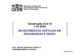 REVESTIMENTOS VERTICAIS EM ARGAMASSAS E GESSO