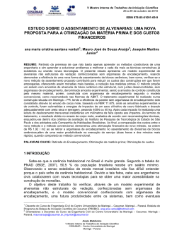 estudo sobre o assentamento de alvenarias: uma nova