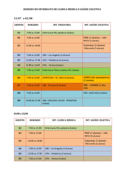 RODIZIO DO INTERNATO DE CLINICA MEDICA E SAÚDE