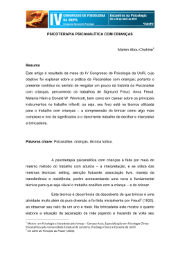 PSICOTERAPIA PSICANAL&Iacute;TICA COM CRIAN&Ccedil;AS Marien