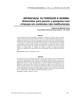 INF&Acirc;NCIA(S), ALTERIDADE E NORMA