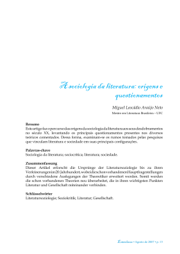 A sociologia da literatura: origens e questionamentos