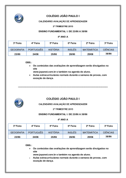de 23/06 a 30/06 - Colégio João Paulo I