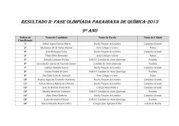 RESULTADO II- FASE OLIMP&Iacute;ADA PARAIBANA DE QU&Iacute;MICA