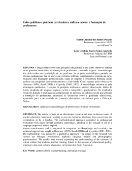 Entre pol&iacute;ticas e pr&aacute;ticas curriculares, cultura escolar e