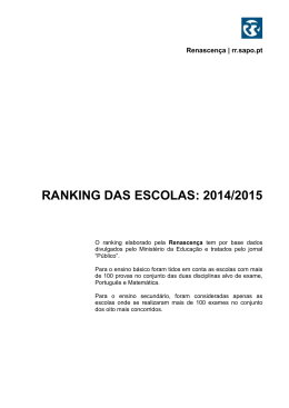 RANKING DAS ESCOLAS: 2014/2015