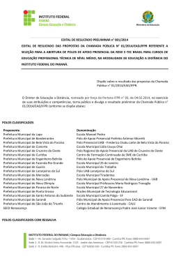 resultado preliminar do Edital n&ordm; 001/2014