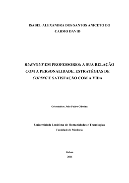 BURNOUT EM PROFESSORES: A SUA RELAÇÃO COM A