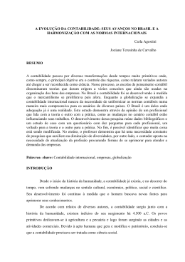 A EVOLU&Ccedil;&Atilde;O DA CONTABILIDADE: SEUS AVAN&Ccedil;OS NO