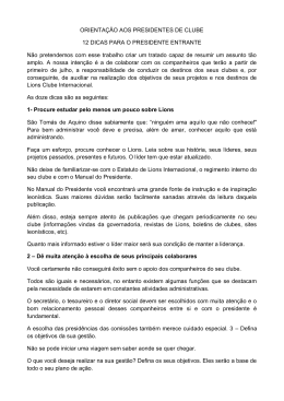 Orientações e Sugestões aos Presidentes de Clubes
