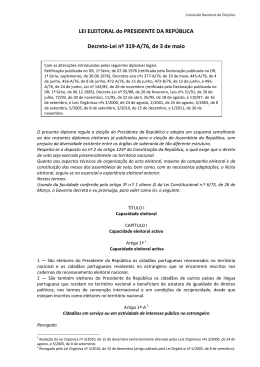 LEI ELEITORAL do PRESIDENTE DA REP&Uacute;BLICA Decreto