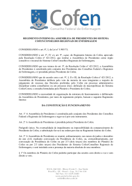 REGIMENTO INTERNO DA ASSEMBLEIA DE PRESIDENTES DO