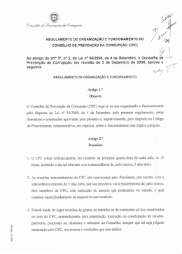 Regulamento de Organização e Funcionamento do Conselho de