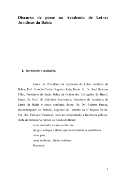 Discurso de posse na Academia de Letras