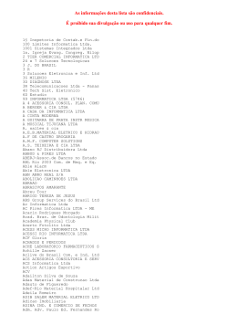As informações desta lista são confidenciais. É proibido sua