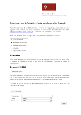 Gui&atilde;o do processo de Candidatura On-line