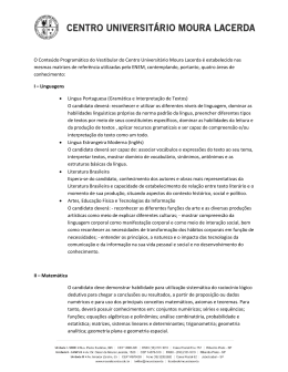O Conteúdo Programático do Vestibular do Centro Universitário