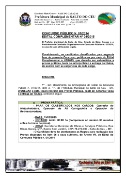 EDITAL COMPLEMENTAR N&ordm; 04/2015