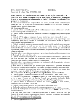 Documentos Necess&aacute;rios