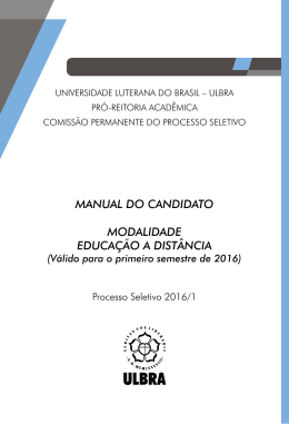 MANUAL DO CANDIDATO MODALIDADE EDUCAÇÃO A