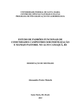 estudo de padr&otilde;es funcionais de comunidades campestres