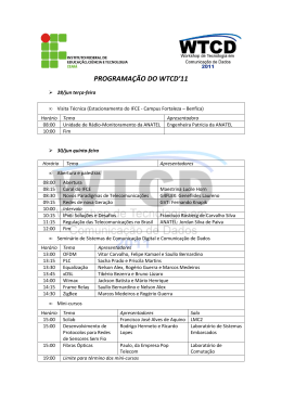 programação do wtcd`11 - Engenharia de Telecomunicações – IFCE