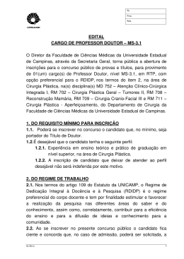 EDITAL CARGO DE PROFESSOR DOUTOR – MS - Fcm