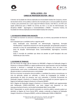 EDITAL 12/2015 &ndash; FCA CARGO DE PROFESSOR DOUTOR