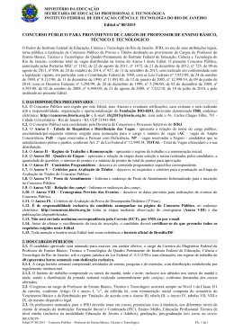 Edital nº 80/2015 CONCURSO PÚBLICO PARA