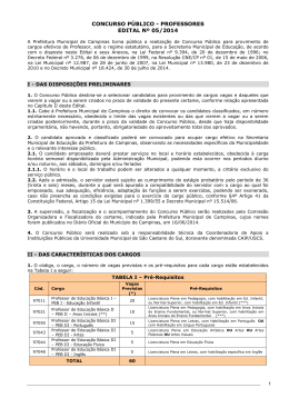 CONCURSO P&Uacute;BLICO - PROFESSORES EDITAL N&ordm; 05/2014