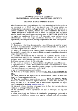 UNIVERSIDADE FEDERAL DE PERNAMBUCO SELEÇÃO