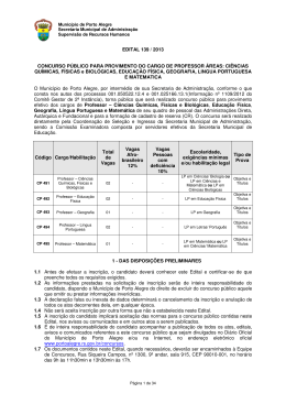 EDITAL 139 / 2013 CONCURSO P&Uacute;BLICO PARA