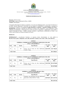DESPACHO DE HOMOLOGAÇÃO – CPL