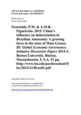 Fearnside, PM & AMR Figueiredo. 2015. China`s influence on