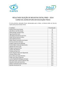 resultado da seleção do PIBID EDUCAÇÃO FÍSICA 2014