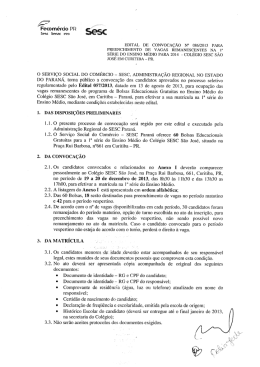 Edital de convocação para as vagas remanescentes