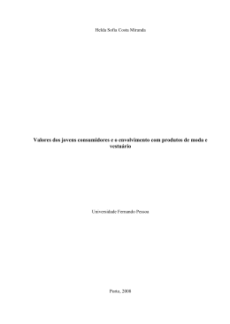 Valores dos jovens consumidores e o envolvimento com produtos
