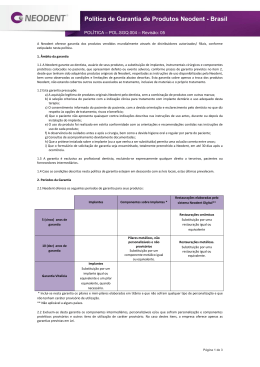Pol&iacute;tica de Garantia de Produtos Neodent