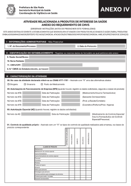 Formul&aacute;rio Novo - Covisa - Anexo IV
