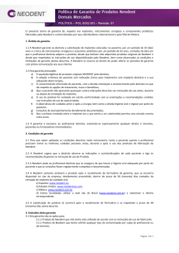 GARANTIA DE PRODUTOS NEODENT