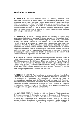 Resolu&ccedil;&otilde;es da Reitoria - Universidade de Bras&iacute;lia