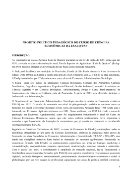 projeto pedag&oacute;gico - Esalq - Universidade de S&atilde;o Paulo