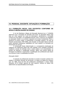 15. PESSOAL DOCENTE: SITUAÇÃO E FORMAÇÃO